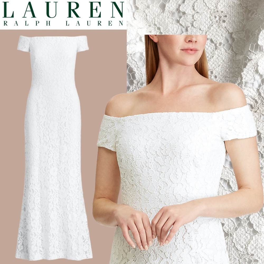 Lauren Ralph Lauren Off-Shoulder White Maxi Dress